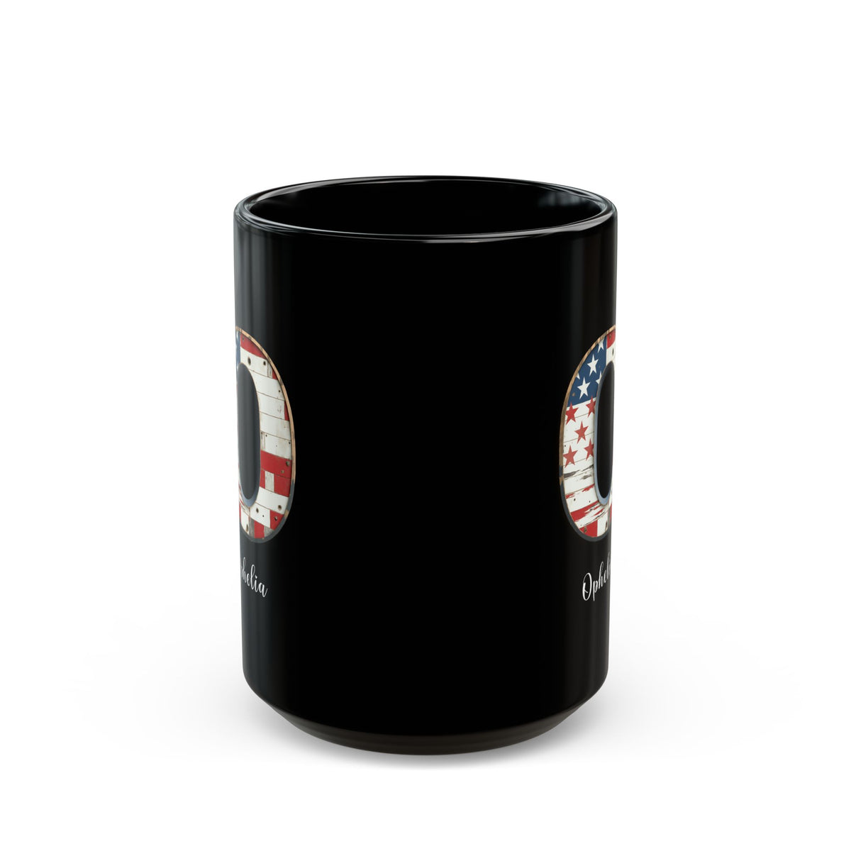 Mug - Patriotic American Flag Letter O with Kevin Name - Vintage Red, White, and Blue Design