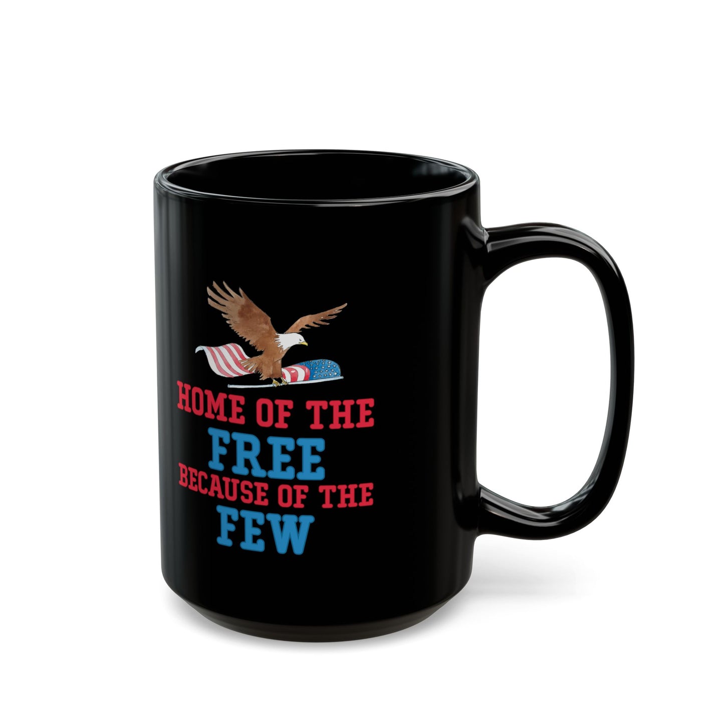 Home of the Free – Because of the Few Black Ceramic Patriotic Mug Military Eagle Coffee Cup