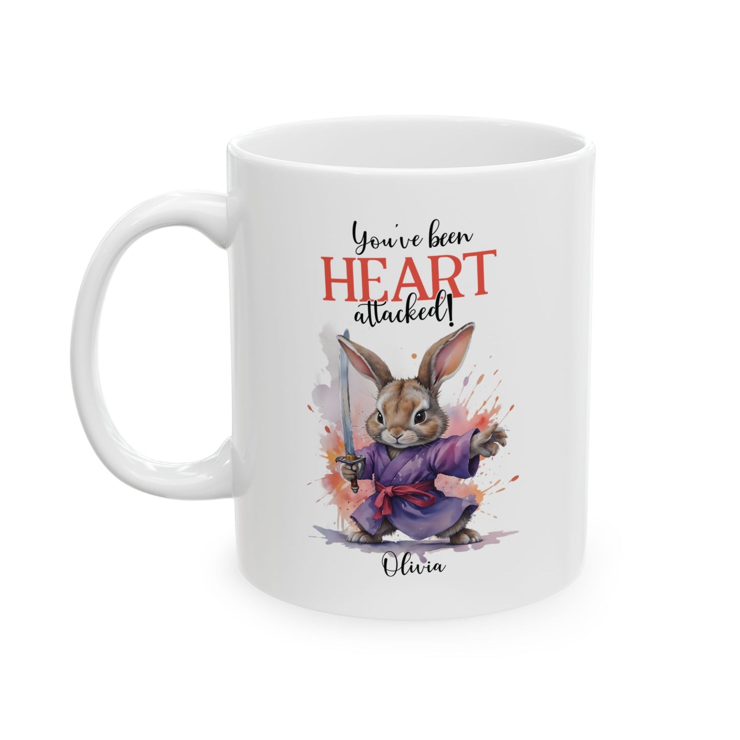 Heart Attack Bunny Mug – Personalized Funny Gift with Name