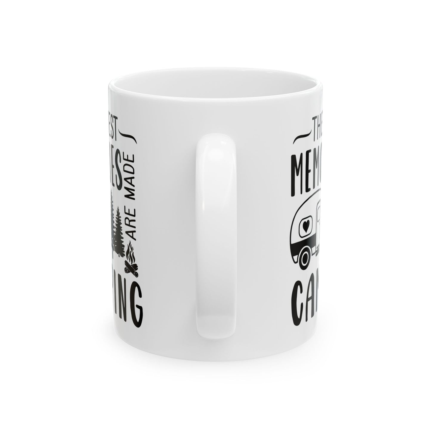 Minimalist Black Camping Design  Ceramic Mug, (11oz, 15oz)