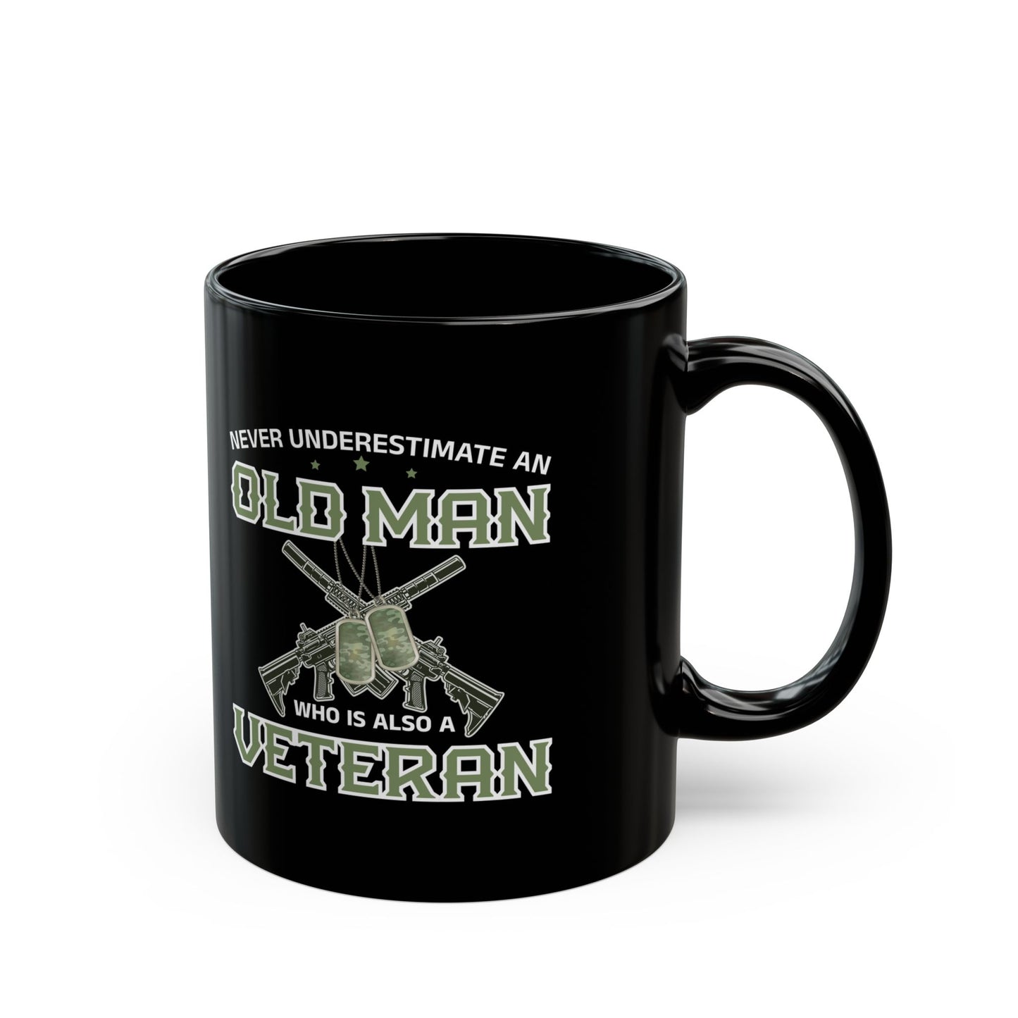 Give a Gift to a Proud Veteran – Never Underestimate an Old Man Mug Black Military Coffee Cup
