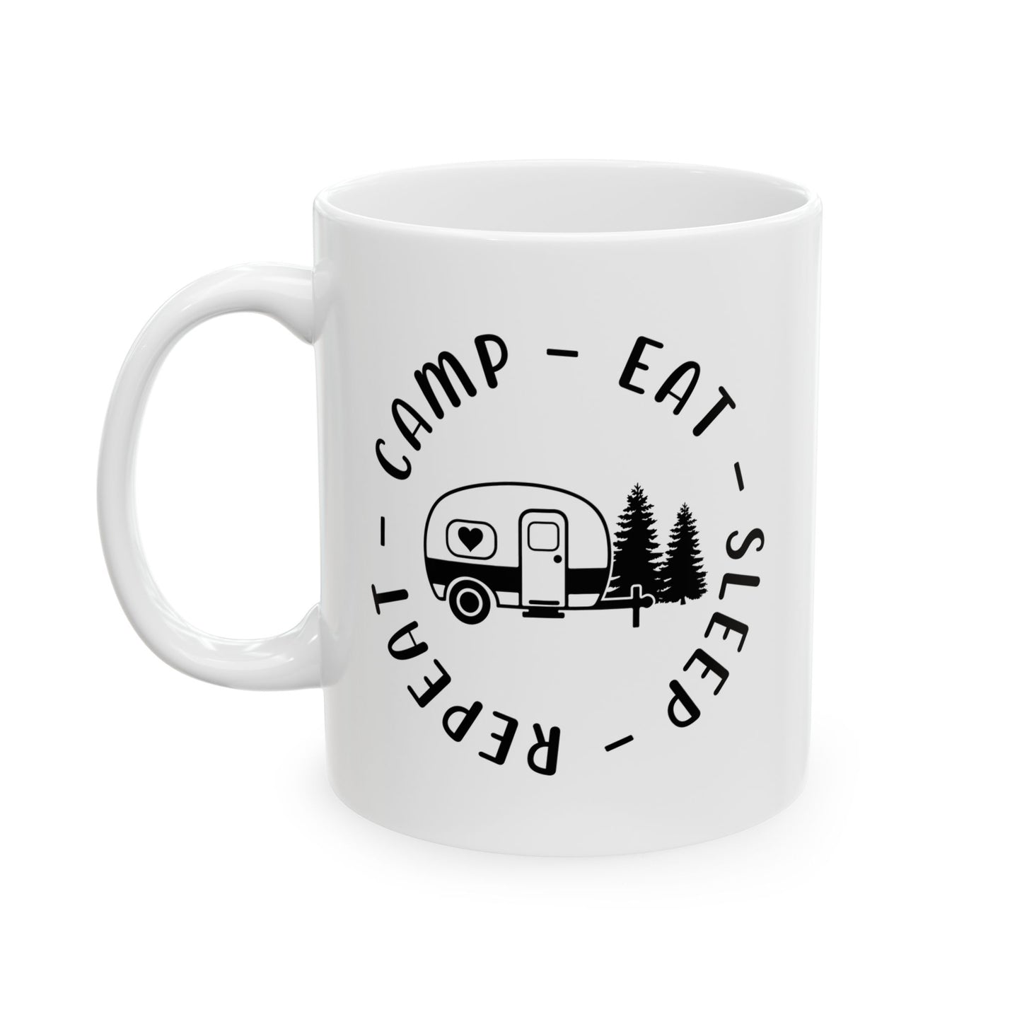 Black Minimalist Typography Design  Ceramic Mug, (11oz, 15oz)