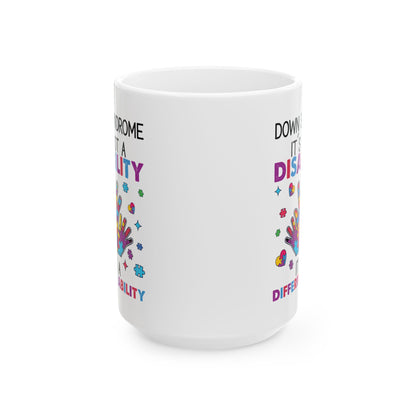 Down Syndrome Awareness Mug – Puzzle Hand Design – Support & Inclusion Gift Cup