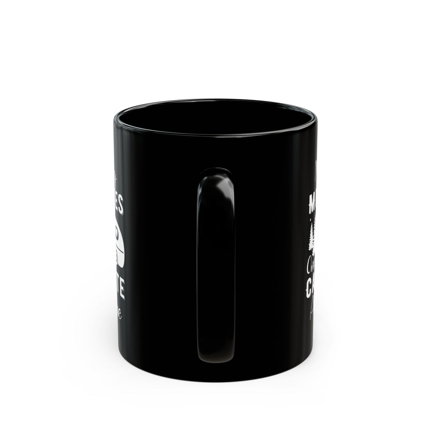 Minimalist Black Camping Art Ceramic Mug, (11oz, 15oz)