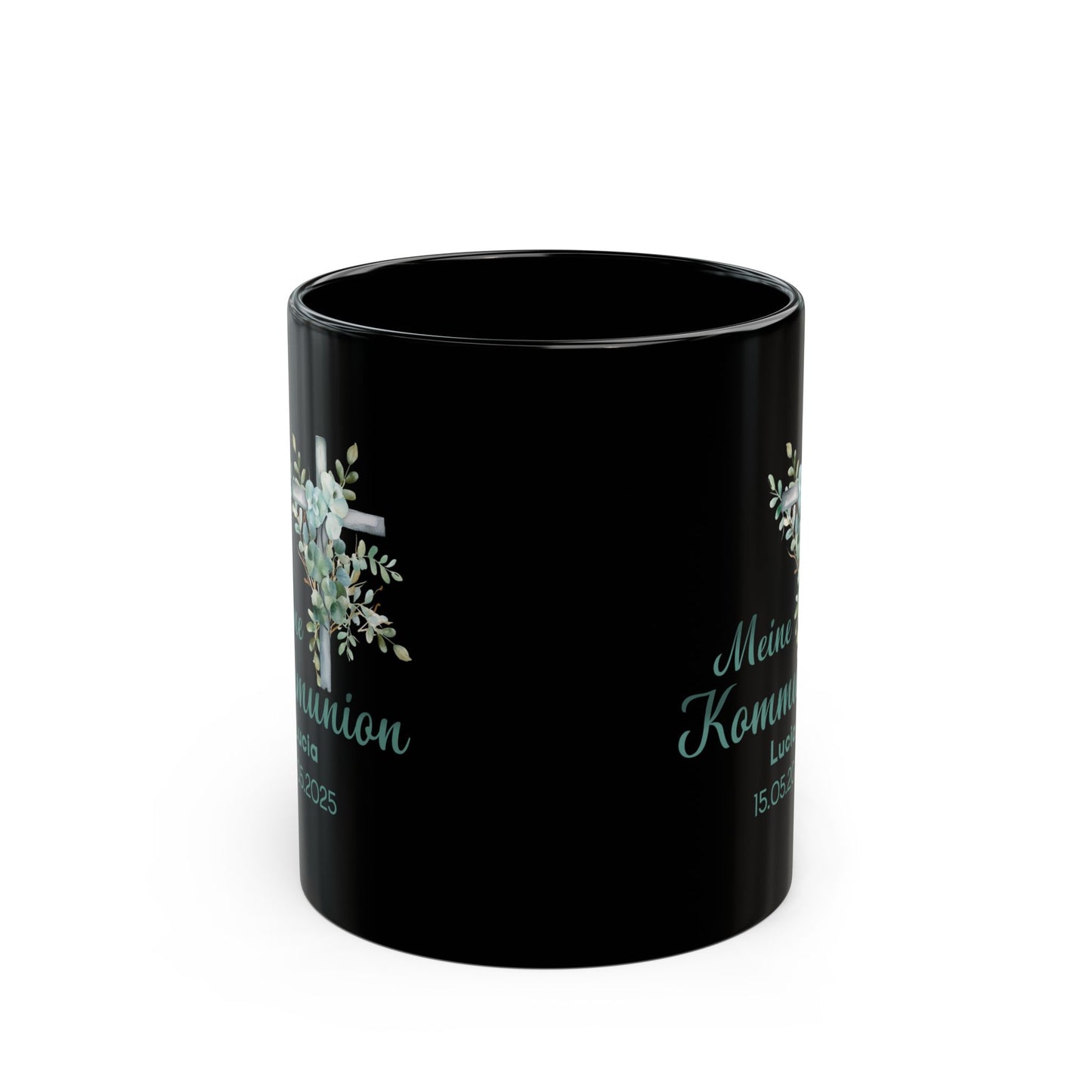 Meine Kommunion Tasse Schwarz – Geschenk für Lucia 15.05.2025