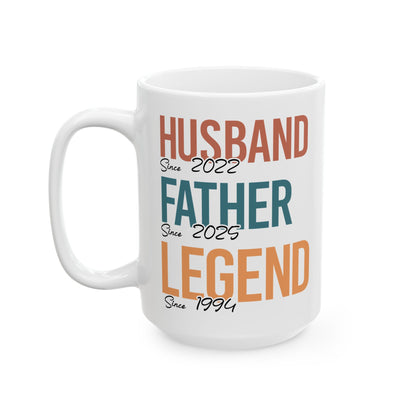 Husband Father Legend White Mug, (11oz, 15oz)