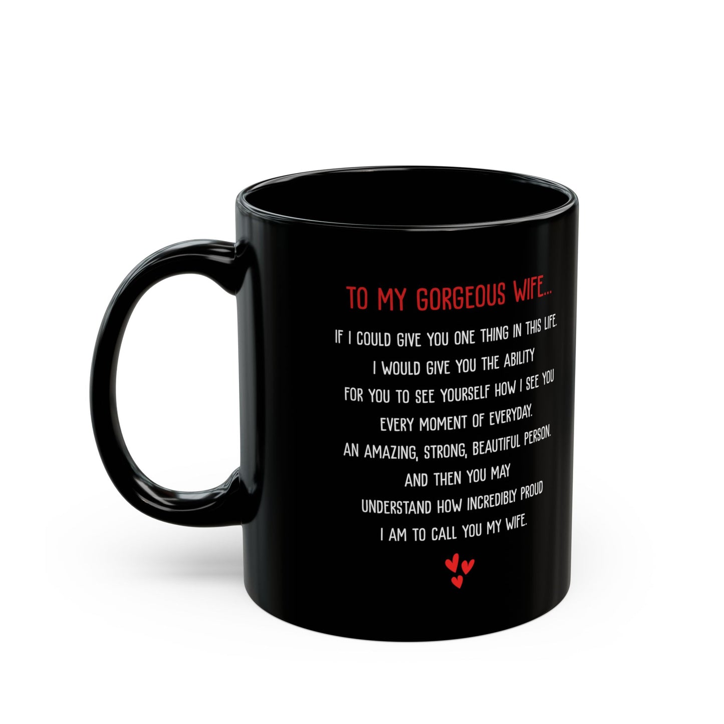 To My Gorgeous Wife Mug – Romantic Gift from Husband – Meaningful Message of Love – Black Ceramic Coffee Cup for Wife – Birthday, Anniversary, or Valentine's Day Gift