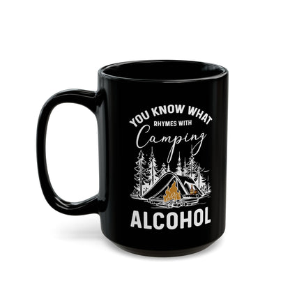 Campfire and Whiskey  Ceramic Black Mug (11oz, 15oz)
