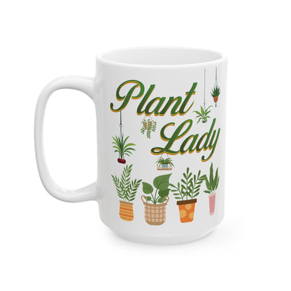 Give a Gift to a Proud Plant Mom – Plant Lady Mug White Ceramic Coffee Cup