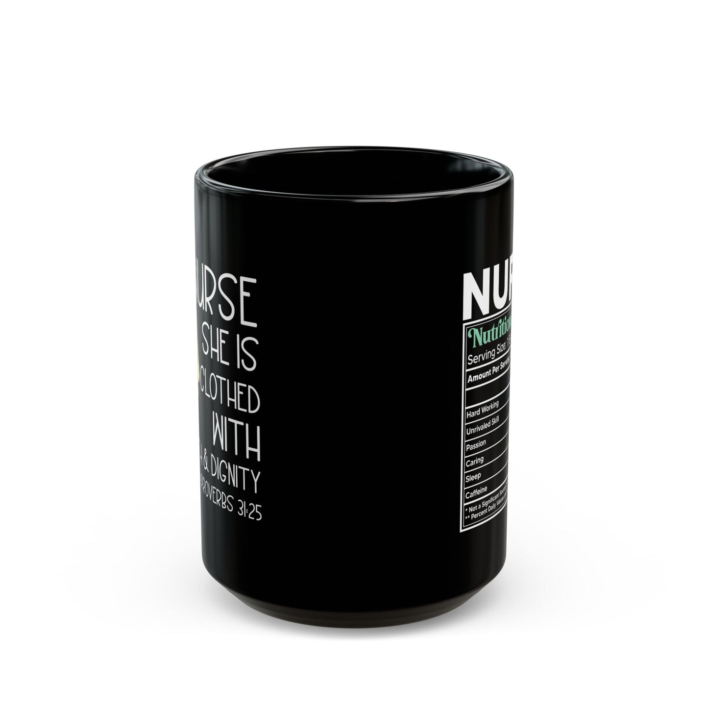 NURSE Nutritional Facts 11oz & 15oz  Black mug