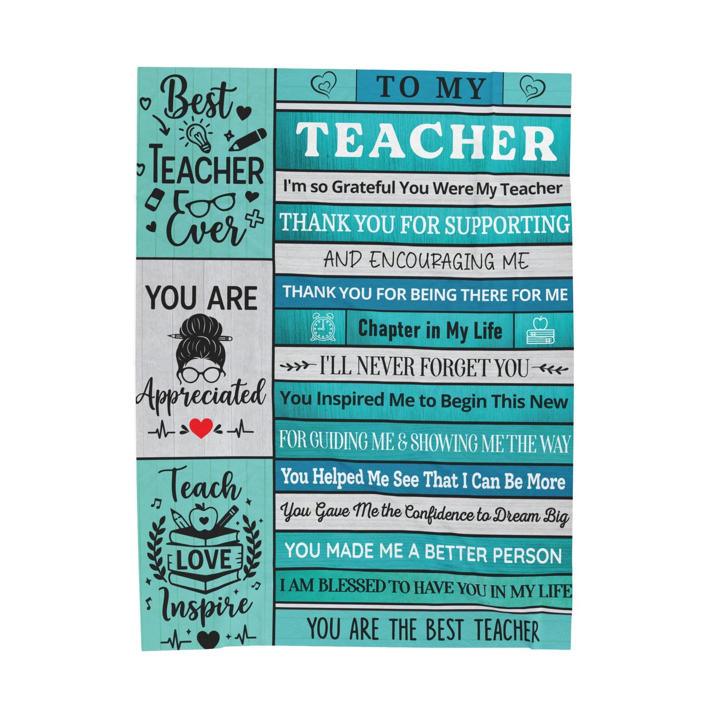 To My Teacher Appreciation Blanket  Velveteen Plush Blanket