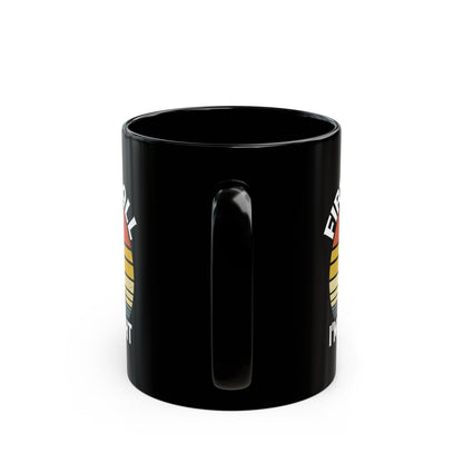 First of All, I'm a Delight – Gift for Cat Lovers, Cute Black Cat Mug with Retro Sunset Design