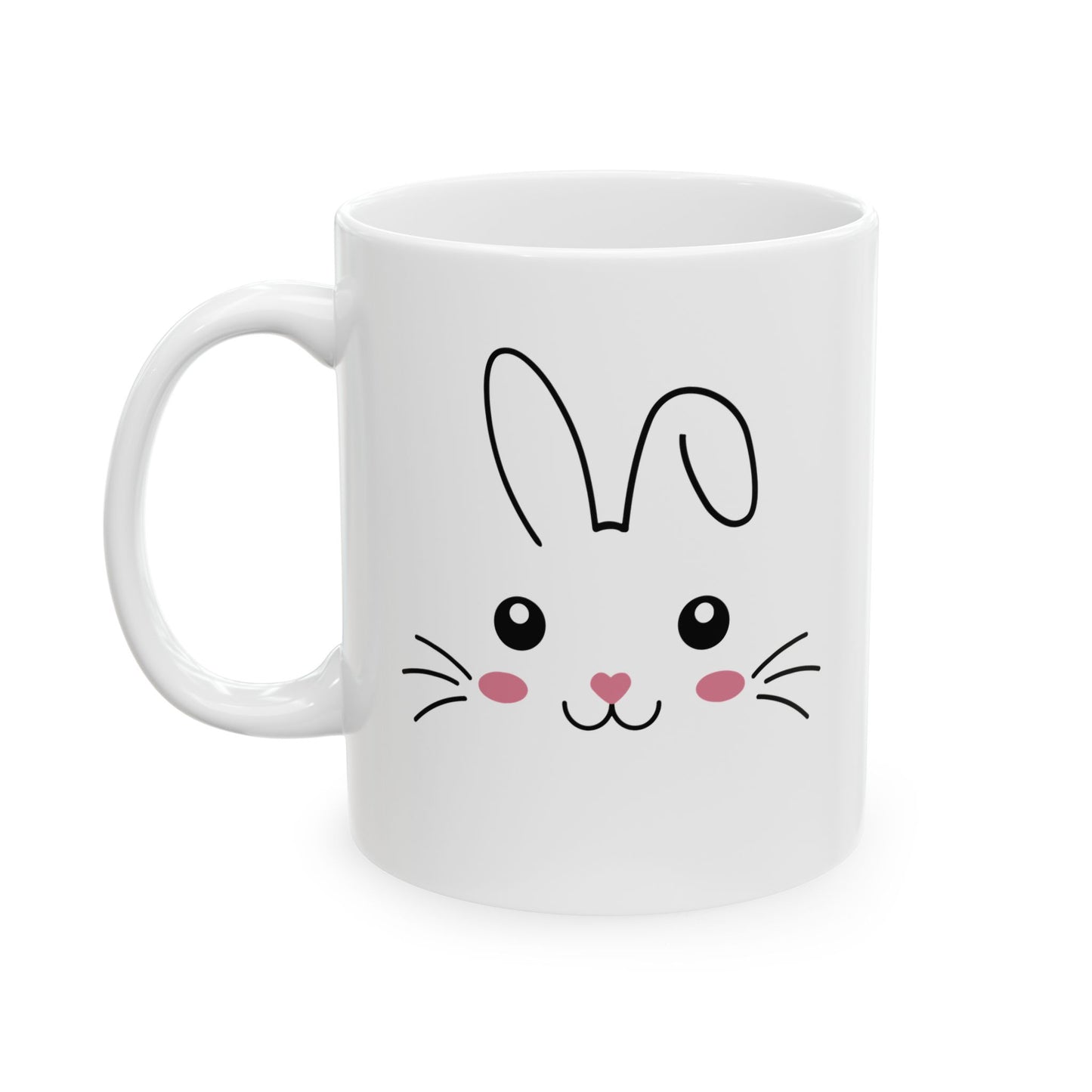 Cute Bunny Face White Mug – Adorable Easter Gift for Kids