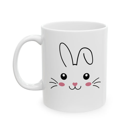 Cute Bunny Face White Mug – Adorable Easter Gift for Kids