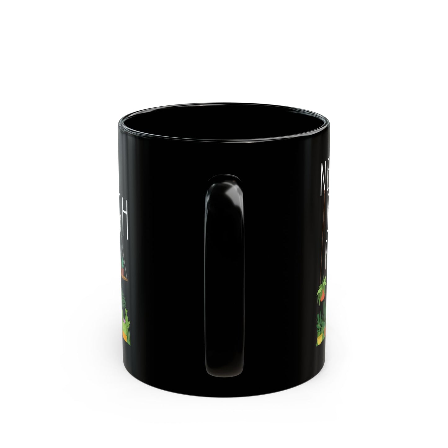 Never Enough Plants Mug – Black Ceramic Coffee Cup for Plant Lovers, Gardeners & Green Thumbs