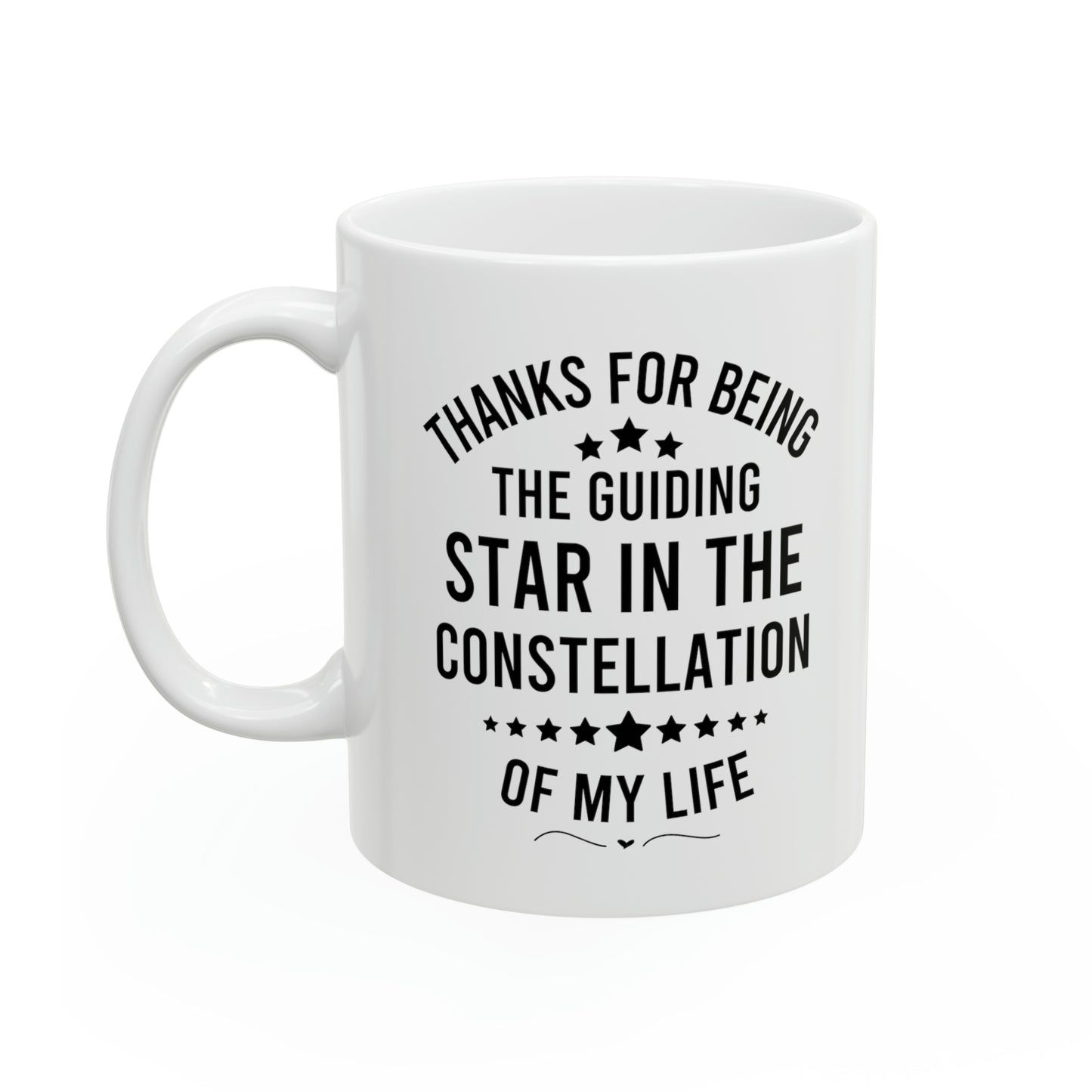 Inspirational Star Coffee Mug Thanks for Being the Guiding Light White Ceramic Motivational Gift