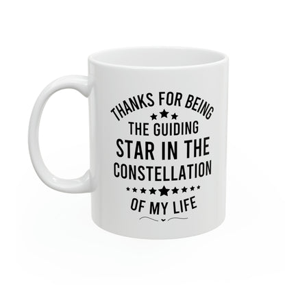 Inspirational Star Coffee Mug Thanks for Being the Guiding Light White Ceramic Motivational Gift