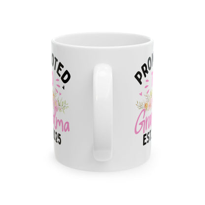 Promoted to Grandma Est 2025 White Mug, (11oz, 15oz)