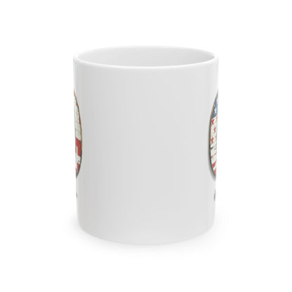 Mug - Patriotic American Flag Letter O with Kevin Name - Vintage Red, White, and Blue Design