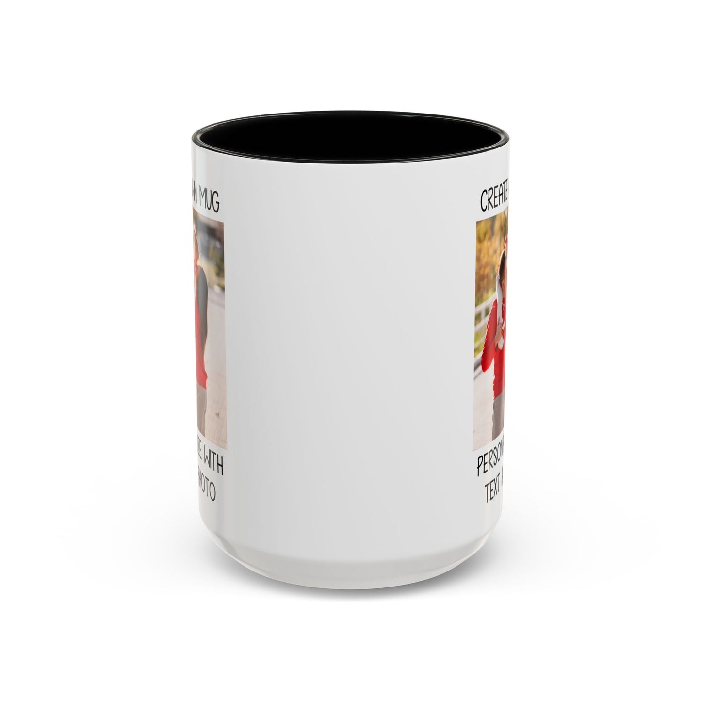 Happy Family Moments in Red Hoodies - Dad, Mom, and Daughter Outdoors Mug