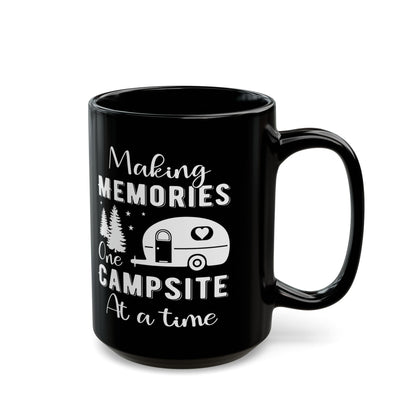 Minimalist Black Camping Art Ceramic Mug, (11oz, 15oz)