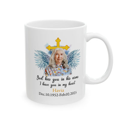 God Has You In His Arms Havia White Mug, (11oz, 15oz)