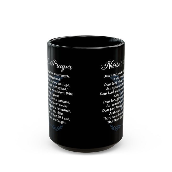 Nurse's Prayer Mug – Inspirational Gift for Nurses – Black Ceramic Coffee Cup for RN, LPN, Healthcare Workers, Christian Nurse Encouragement