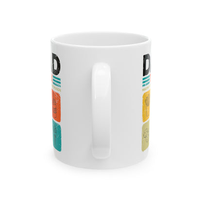 Dad Tax Mug – Humorous White Mug with Colorful Food Graphics