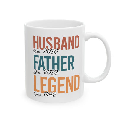 Husband Father Legend White Mug, (11oz, 15oz)