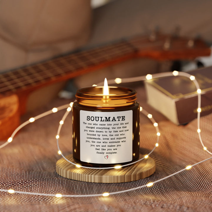 Soulmate Candle – Romantic Definition Candle for Partner Amber Jar Soy Candle with Heartfelt Quote