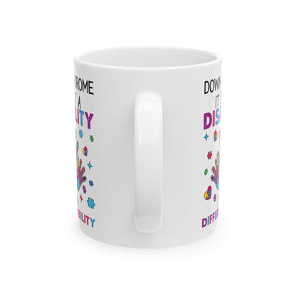 Down Syndrome Awareness Mug – Puzzle Hand Design – Support & Inclusion Gift Cup
