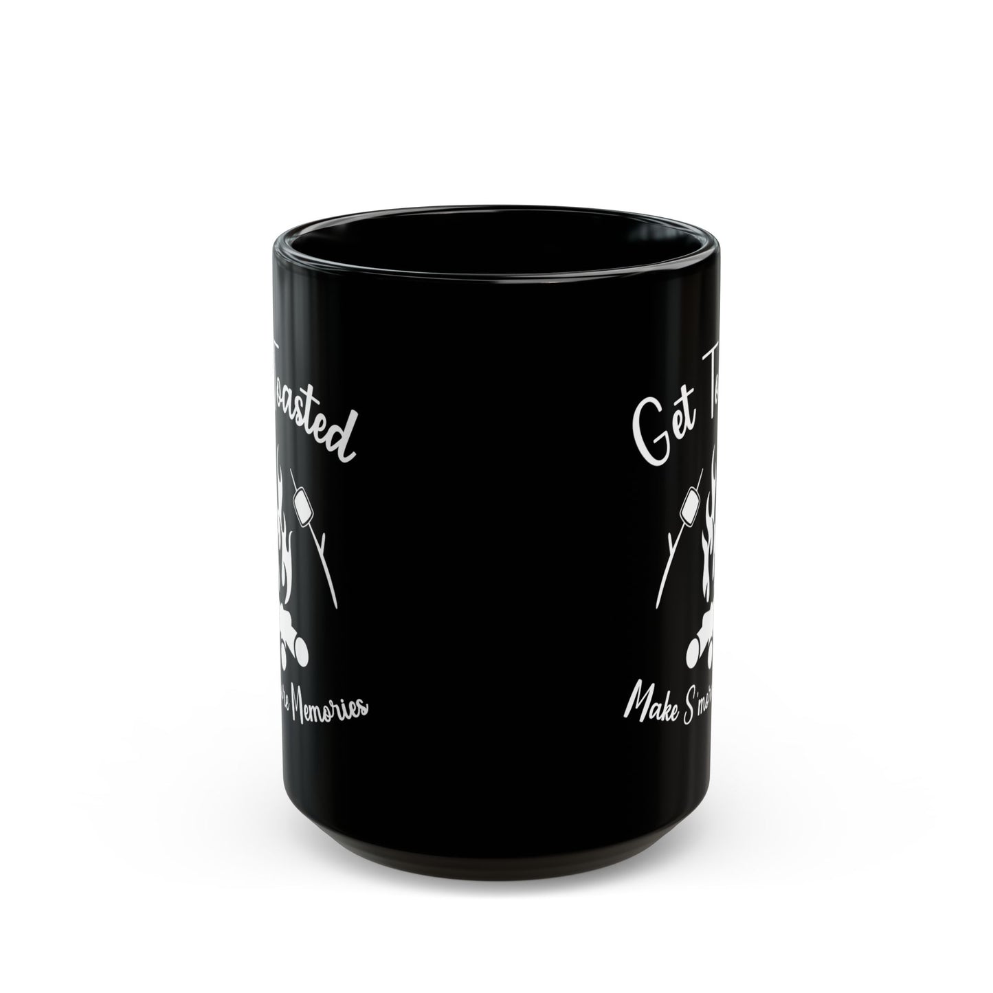 Minimalist Black and White Camping Design Ceramic Mug, (11oz, 15oz)
