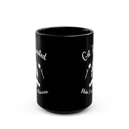 Minimalist Black and White Camping Design Ceramic Mug, (11oz, 15oz)