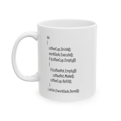 White Programmer Mug – Funny Coding Loop Gift for Developers