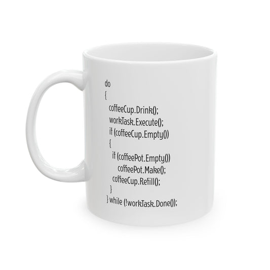 White Programmer Mug – Funny Coding Loop Gift for Developers