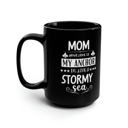 Black Anchor Mom Mug – Nautical-Themed Coffee Cup Meaningful Gift for Mom