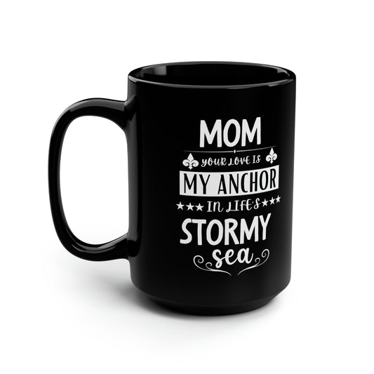 Black Anchor Mom Mug – Nautical-Themed Coffee Cup Meaningful Gift for Mom