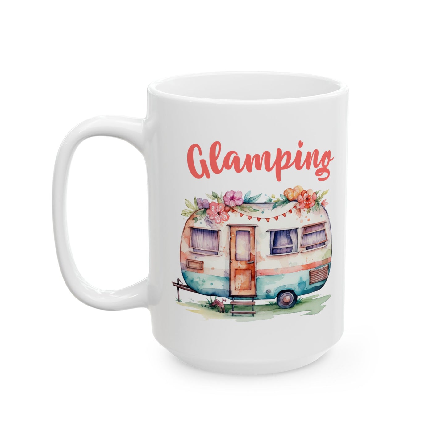 Glamping Watercolor Illustration Ceramic Mug, (11oz, 15oz)