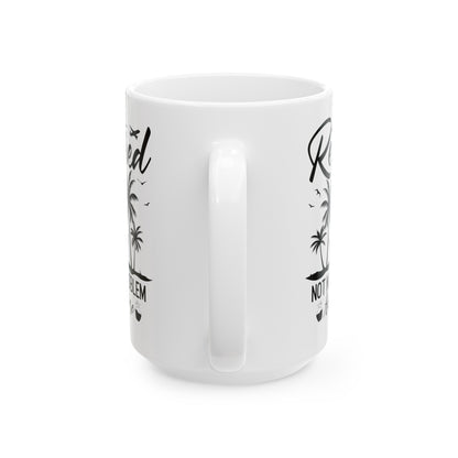 Retired Not My Problem Anymore Mug – Fun Retirement Gift with Tropical Design