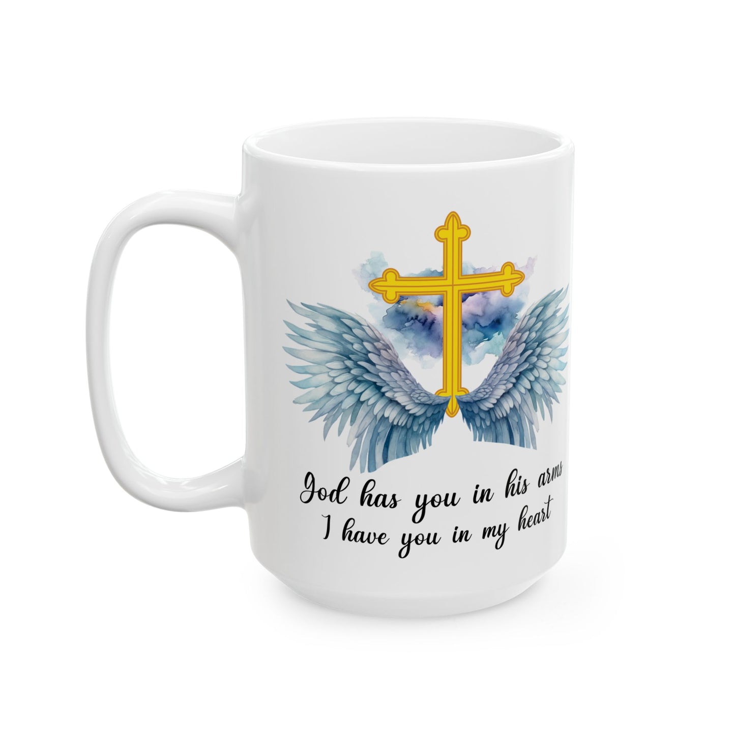 God Has You In His Arms White Mug, (11oz, 15oz)
