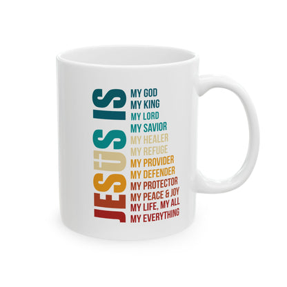 Jesus Is My Everything Mug – Christian Rainbow Typography Cup