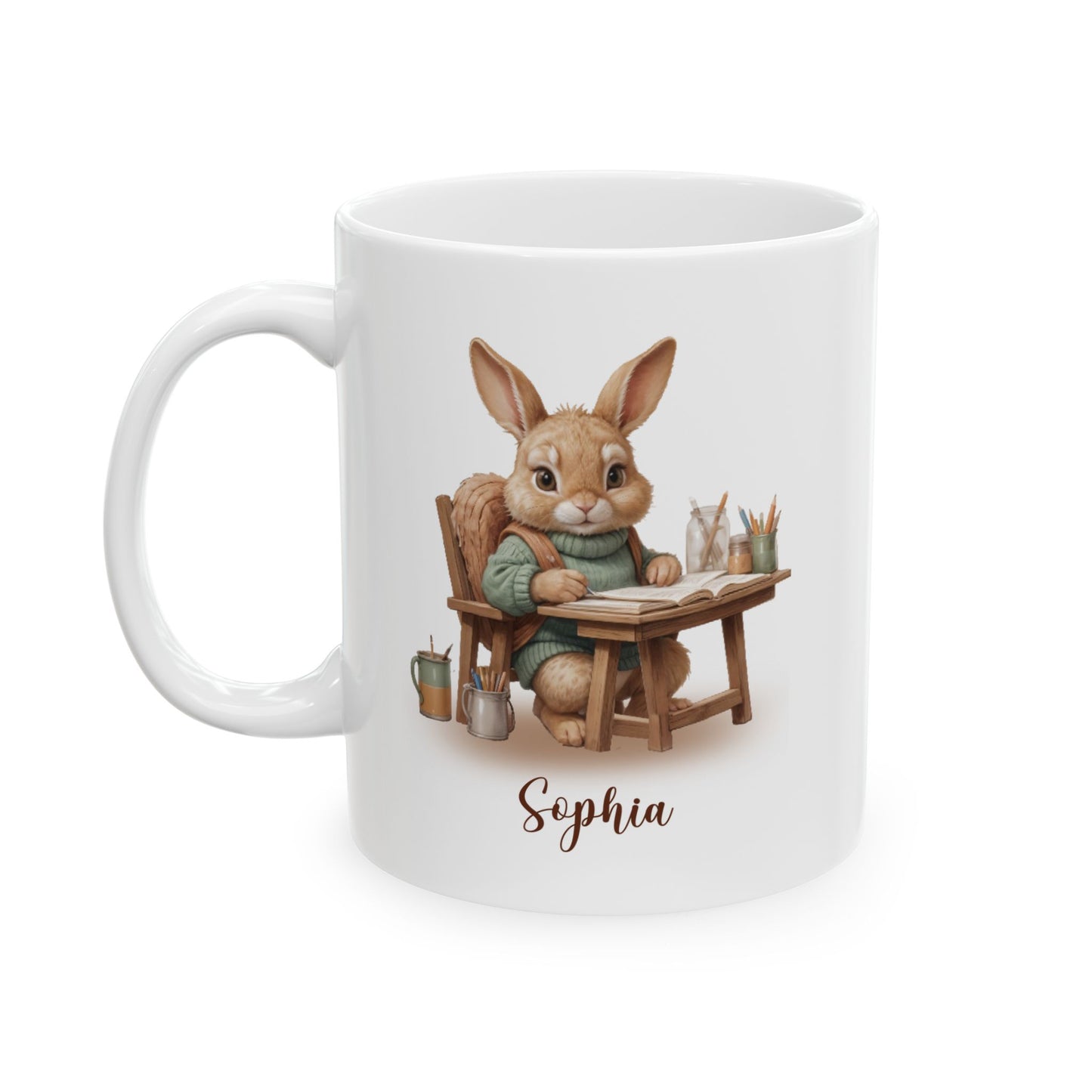 Personalized Bunny Student Mug – Back to School Gift for Kids