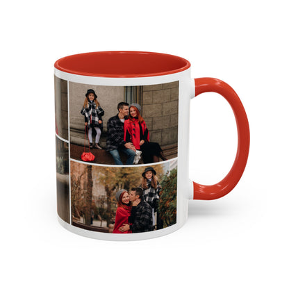 Happy Family Moments - Stylish Fall Family Photoshoot with Dad, Mom, and Daughter in Matching Outerwear Mug