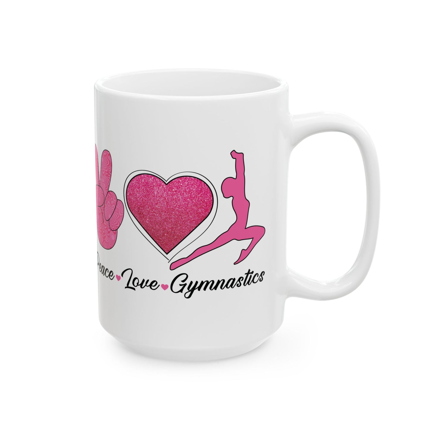 Peach Love Gymnastics White Mug, (11oz, 15oz)