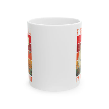 First of All, I'm a Delight Halloween Mug – White Ceramic with Chinchilla and Pumpkins