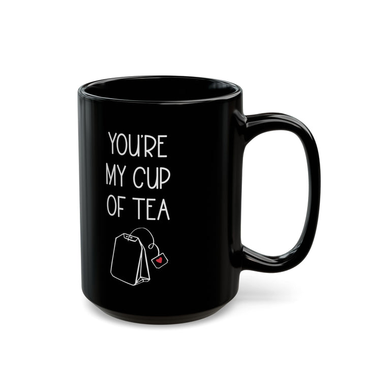 You're My Cup of Tea Mug – Black Ceramic with Teabag & Heart Tag