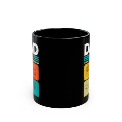 Dad Tax Mug – Black with Colorful Food Graphics