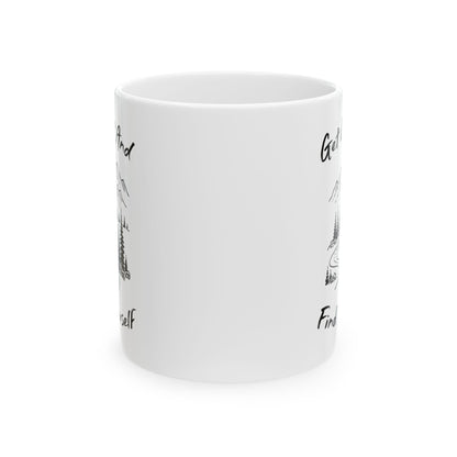 Minimalist Mountain Road Line Art Ceramic Mug, (11oz, 15oz)