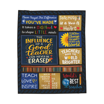 Teacher is work of heart Velveteen Plush Blanket