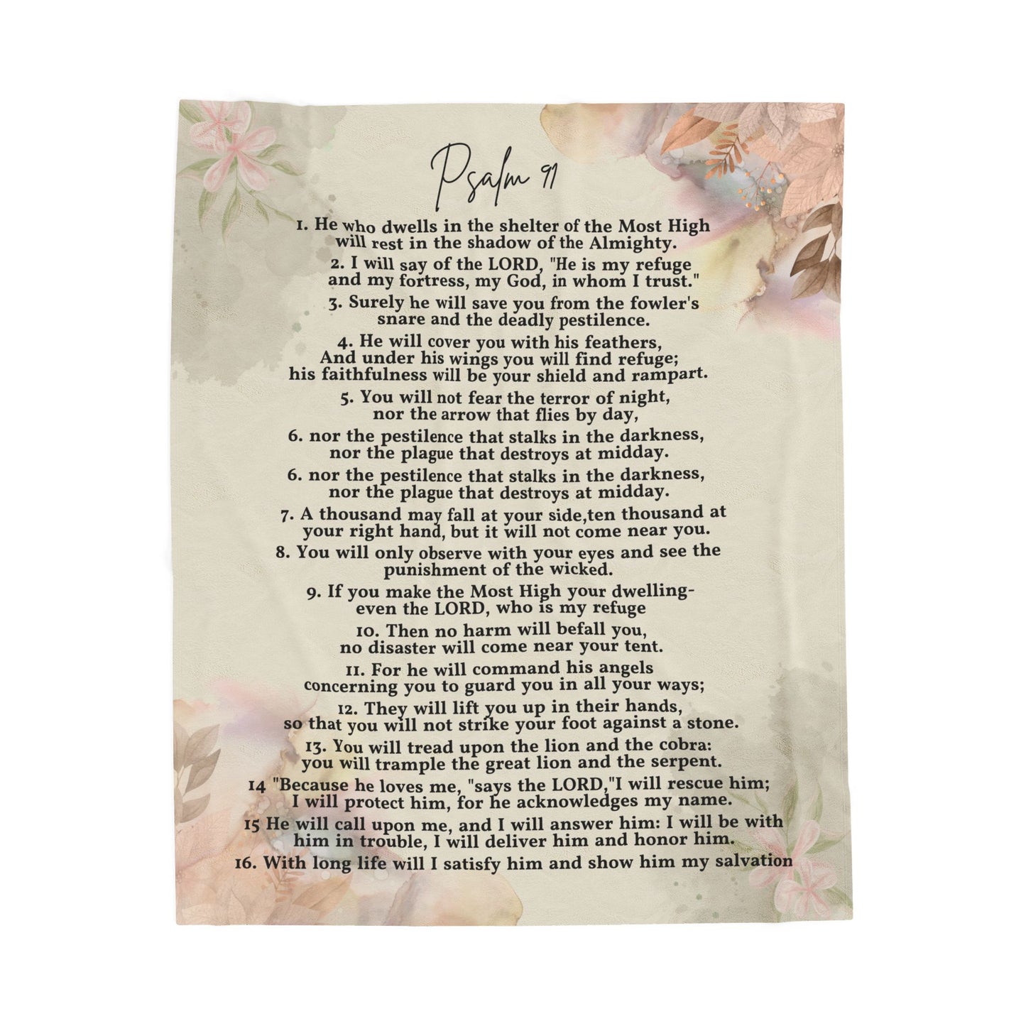 Psalm 91 Velveteen Plush Blanket